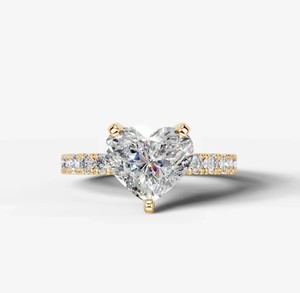 Anillo de Compromiso y Boda Romántico con Moissanita Corte Corazón, Plata de Ley 925, Chapado en Oro Amarillo, para Aniversario - Product Image 1