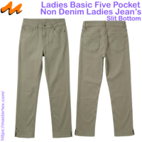Pantalones de mujer de cinco bolsillos con abertura en el bajo, sin mezclilla, de corte ajustado, de tela transpirable, para verano y primavera, de algodón y elastano, con un peso de 7.81 oz.
