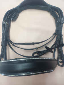 Brida inglesa anatómica de buena calidad para caballos, Noseband de cristal con brida de caballo de cuero, brida de caballo ecuestre - Product Image 3