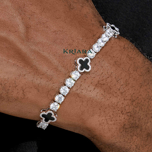 Men's S925 <b>Silver</b> Moissanite Tennis <b>Bracelet</b> Round Brilliant Cut <b>Cross</b> Design Rhodium Plated Luxury Jewelry - Product Image 1