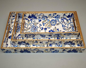 Plateau rectangulaire imprimé pour servir à la maison, plateau à fromage et à sushi en bois, artisanat en bois d'acacia et de bambou - Product Image 1