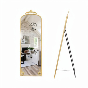 Metal <b>Frame</b> Mirror Standing <b>Large</b> Style for Home Restaurants Hotels Vintage Royal Design Golden Color Floor Mirror - Product Image 1