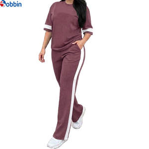 Ensemble de survêtement décontracté pour femme, haute qualité, coupe régulière, manches courtes, taille élastique, streetwear d'été, 2 pièces - Product Image 2