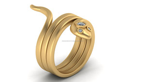 Original 925 Silver Gold Plated Trendy Fashion Women's Engagement Three Stone Pave Custom Iced Snake Serpent Reptile Fine <b>Rings</b> - Product Image 4