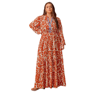 Vestido largo de verano para mujer con estampado floral y lazo frontal - Product Image 3