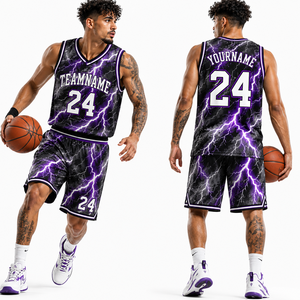 Conjunto de Camiseta de Baloncesto Sublimada con Camuflaje Personalizado, Unisex, Cuello en V, Sin Mangas, Nombre del Equipo 24, Poliéster Transpirable, Cintura Elástica - Product Image 5