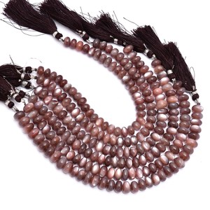 Perles Rondelles Lisses en Pierre de Lune AAA+ 8mm-10mm, Pierre de Lune Naturelle Brun Chocolat, Perles de Pierres Semi-Précieuses pour la Fabrication de Bijoux - Product Image 4