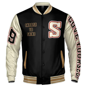 Brilla con estilo con la chaqueta universitaria satinada para hombre, con acabado brillante, puños acanalados y cierre a presión de inspiración deportiva OEM. - Product Image 3