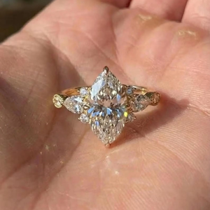 1.5 CT Marquise Cut Moissanite Three Stone Engagement <b>Ring</b> Vintage Inspired Bridal <b>Ring</b> IGI Certified 925 <b>Silver</b> Rhodium Plated - Product Image 2