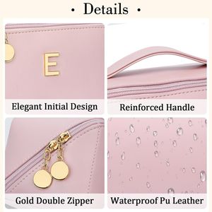 Set di Borse Organizer per Trucchi Personalizzate con Iniziali, Borsa Cosmetica da Viaggio Apribile con Scomparti Trasparenti per Donne e Ragazze, Regalo di Compleanno - Product Image 3