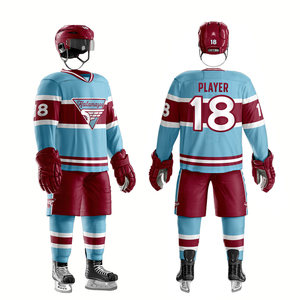 Nouvelle tenue de hockey sur glace personnalisée 100% polyester respirante pour adultes, usage d'équipe, vêtements de sport de haute qualité, couleur unie, sur mesure - Product Image 6