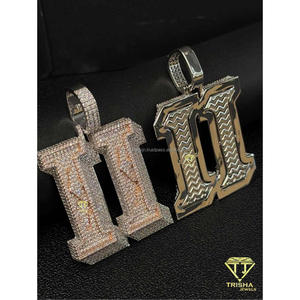 Personalized Double <b>Initial</b> Letter Pendant Moissanite GIA Certified 925 Sterling <b>Silver</b> Gold Plated Hip Hop <b>Necklace</b> - Product Image 5