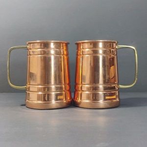 Artisan Crafted Hammered Copper Drink <b>Mug</b> <b>Set</b> with Matching Metal Straws for Moscow Mule Cocktails Beer and Cold Drinks - Product Image 2