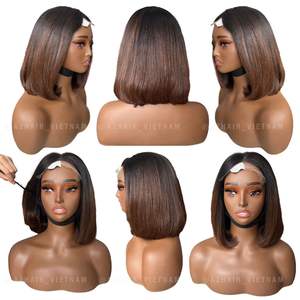 Vente en gros prix d'usine 100% cheveux Remy doux et lisse perruque vietnamienne Bob extensions avant en dentelle cheveux humains de haute qualité - Product Image 5