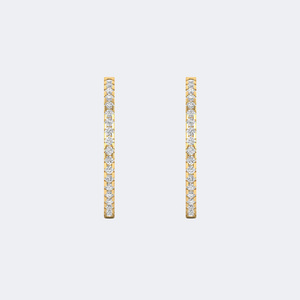 2.10CTW 10k Gold Plated Round Cut Lab Grown Diamonds Pave Set Luxury <b>Large</b> <b>Hoop</b> Earrings - Product Image 4