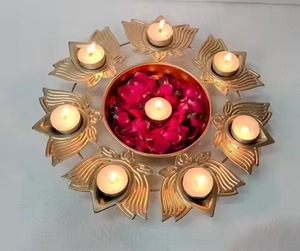 High Quality Metal Urli Bowl Floating Diya Water Flower Urli for <b>Home</b> <b>Temple</b> Wedding Festive Decor - Product Image 3