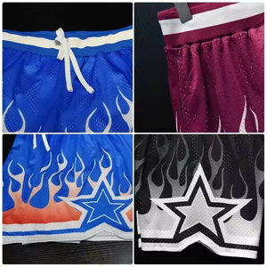 Men's Blue Print Mesh Basketball Shorts Drawstring Closure Breathable Regular Fit Summer Sportwear Adult - Product Image 5