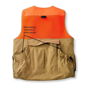 Chaleco con cuello en V para hombre, color naranja y caqui, con bolsillos, transpirable, de un solo botón, estilo casual de primavera - Product Image 3