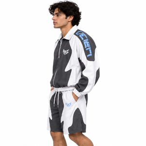 Ensemble de survêtement coupe-vent premium pour homme : veste à quart de zip, short, streetwear, coupe-vent sportif, vestes et sweats à capuche personnalisables avec logo - Product Image 2