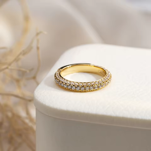 Women's Yellow Gold Round Brilliant Cut Diamond <b>Ring</b> Classic Wedding Band G Color Natural Stones - Product Image 1