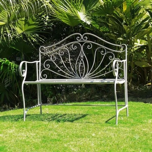 Banc de jardin artistique en fer forgé européen classique de luxe, 2 places, pour extérieur, revêtement poudré - Product Image 4