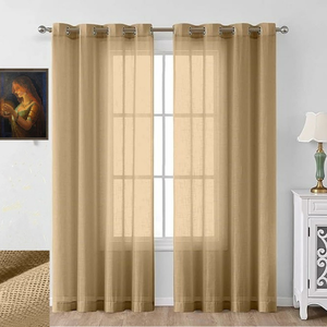 High Quality 100% Cotton Blackout Sheer <b>Curtains</b> Flame Retardant Customizable Colors Sizes Grommet Voile Fabric All-Season - Product Image 1