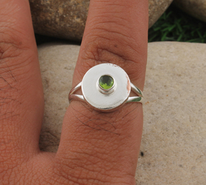 Modern Geometric <b>Disc</b> Ring 925 Sterling Silver Natural Peridot <b>Stone</b> Women Classic Wedding Rings Artisan Jewelry Wholesale - Product Image 3