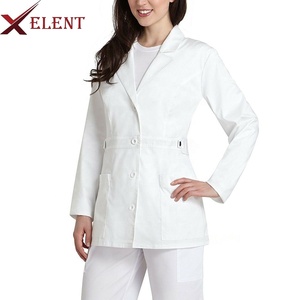 เสื้อโค้ทสีขาวสำหรับขัดทางการแพทย์ของผู้หญิงเครื่องแบบทำงานในโรงพยาบาลดีไซน์งาน OEM - Product Image 4