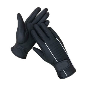 Full Finger PU Racing Gloves Unisex Non Slip <b>Outdoor</b> Use Adjustable Wrist Strap <b>Hook</b> And Loop Closure Black - Product Image 1