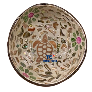 Vietnam Supplier <b>Cheap</b> Mother of Pearl COCONUT BOWL Low MOQ Souvenir <b>Gift</b> Shell Inlay Bowl Factory Direct Wholesale Price - Product Image 1
