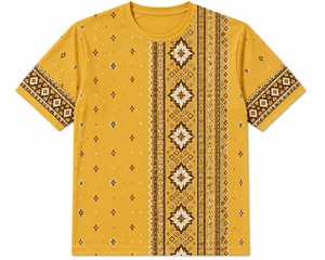 Camiseta de Manga Corta para Hombre, Negra, con Estampado Geométrico, Logotipo Personalizado, Unisex, 100% Algodón, Estampado Étnico - Product Image 3