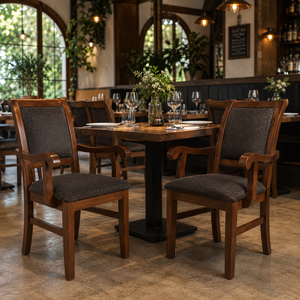 Chaise de salle à manger en teck massif moderne et luxueuse, chaise en bois rembourrée pour restaurant, hôtel et café - Product Image 6
