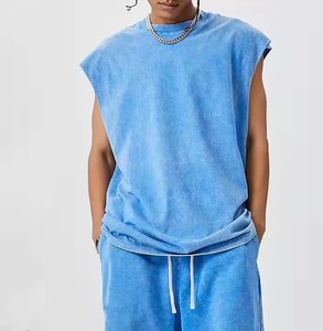 240g Unisex Cotton Heavy Acid Wash Blank Sleeveless O-Neck <b>Tank</b> <b>Tops</b> Quick Dry Breathable Eco-Friendly <b>Loose</b> Fit Women - Product Image 2