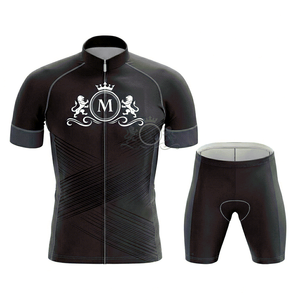 Men's Cycling Jersey Set Black White Logo Print Breathable Polyester <b>Road</b> Bike Kit Adult Custom Design - Product Image 1