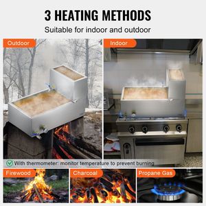 Pentola Industriale per Sciroppo d'Acero da 75 Litri (19.6 Galloni) con Termometro Piatto e 2 Valvole, 3 Gambe - Capacità 285 Tazze da 250ml - Product Image 5