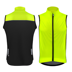 Gilet de cyclisme réfléchissant haute visibilité, imperméable, coupe-vent, léger, respirant, pliable, avec fermeture éclair, en maille, 100% polyester - Product Image 2