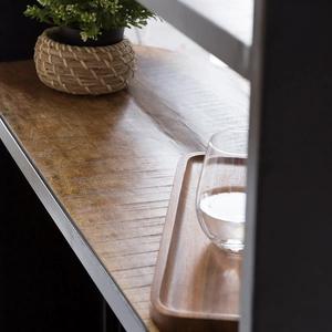 Meuble bar noir Vandana Grand Merino avec étagères en bois de manguier - Meuble bar - Product Image 4