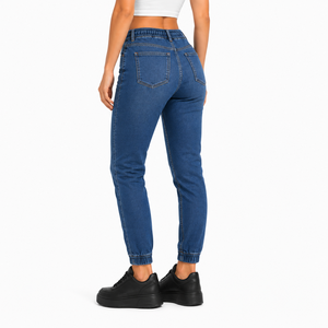Custom Women Jogger <b>Jeans</b> <b>Elastic</b> Drawstring <b>Waist</b> Cuffed Ankle Stretchy Denim Pants Light Shade Casual Women Denim <b>Jeans</b> - Product Image 6