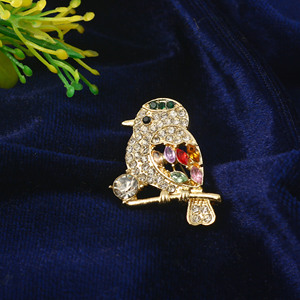 Handmade Multicolor Crystal Bird <b>Brooch</b> Vintage Gold Tone Lapel <b>Pin</b> Animal Fashion Jewelry Rhinestone Gift Wedding Anniversary - Product Image 6