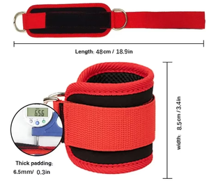 Sangles de cheville réglables en néoprène et acier avec anneau en D pour machines à câble - Protection professionnelle pour les exercices des fessiers, des jambes et des abducteurs - Product Image 2