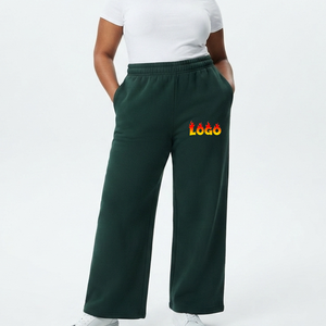 Factory Wholesale Lace Wide Leg <b>Green</b> Sweatpants Women Regular Fit Slimming Straight Jogger Pants Autumn Winter Outdoor Sports - Product Image 4
