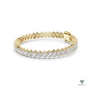 7.52 CT Yellow <b>Gold</b> Emerald Cut Lab Grown Diamond Tennis Bracelet in 14K <b>Solid</b> <b>Gold</b> - Product Image 4
