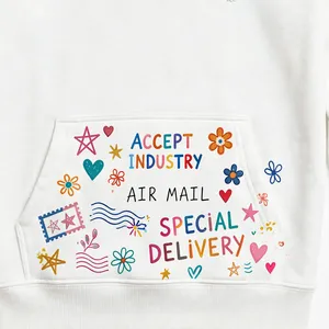 เสื้อฮู้ดลายกราฟิกสีขาวพิมพ์ลายกระเป๋าสีสันสดใสผ้าฟลีซสำหรับส่งพัสดุด่วนทางอากาศ - Product Image 5