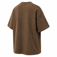 T-shirt en coton délavé à l'acide pour homme, coupe oversize, col rond, manches courtes, décontracté, tie-dye, anti-plis, tricoté, avec poche avant, 220g