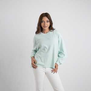 Sudadera Extra Grande Verde Menta para Mujer |   Camiseta de Manga Larga con Hombros Caídos y Cuello Redondo |   Fabricante OEM/ODM Personalizado - Product Image 4