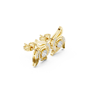 Pendientes de Oro Amarillo de 14k de la Mejor Calidad con Diamantes Redondos Cultivados en Laboratorio, Certificados por GRA, Precio al por Mayor - Product Image 3