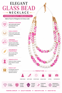 Elegant Glass <b>Bead</b> Necklace with Pearl Accents Handmade Fashion Jewelry for Party Casual and Ethnic Wear - Product Image 6