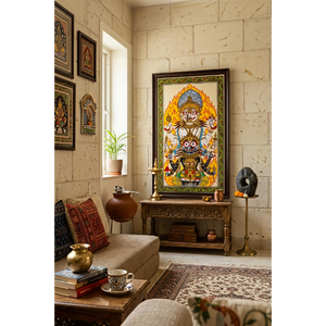 Pintura Tradicional Hecha a Mano Pattachitra del Dios Jagannath Narasimha Avatar, Origen Orissa, para la Ocasión de Diwali, Decoración de Interiores para Sala de Estar - Product Image 4