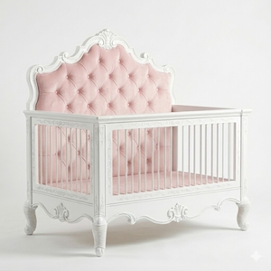 Cuna de madera de caoba tallada, muebles para habitación infantil hechos a mano en Indonesia - Product Image 2