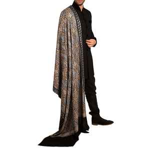 Chal de Lana Pashmina Bordado a Mano de Primera Calidad, Suave, Cálido, Transpirable, Diseño Tradicional Sólido, Elegante Envoltura de Invierno para Hombre - Product Image 1